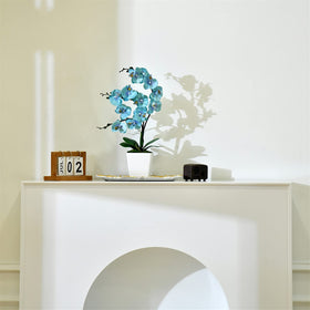 YSZL Teal orchid decor idea enhances living room ambience without maintenance