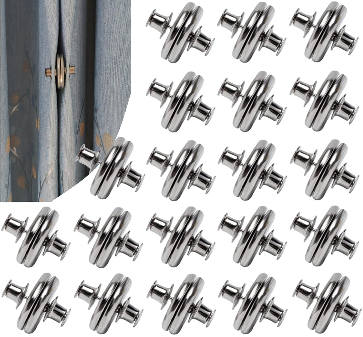 Yteseery magnetic closure clips on curtain close-up for stronger hold.