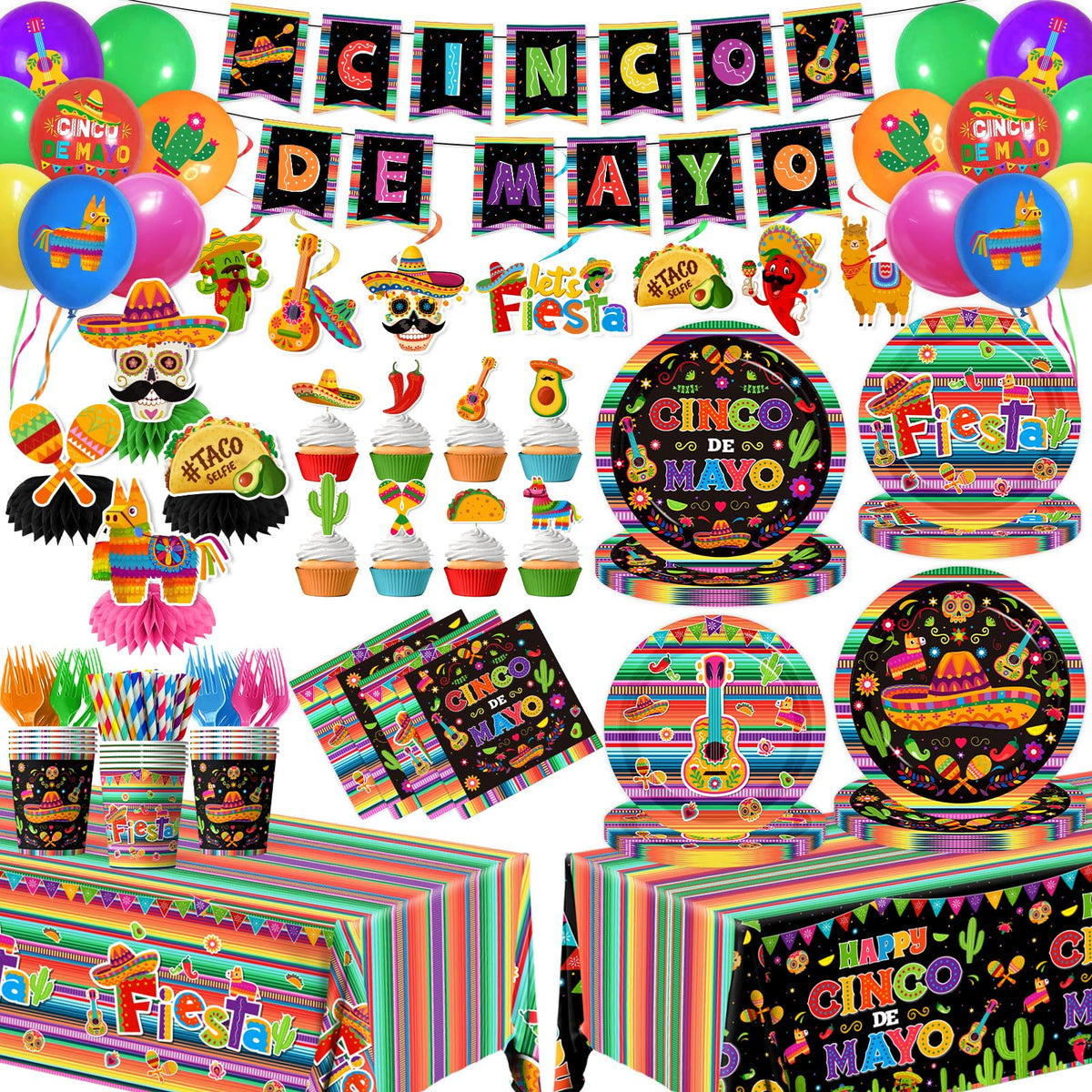 YTGUVBK Cinco de Mayo banner brightens your party space with festive color.