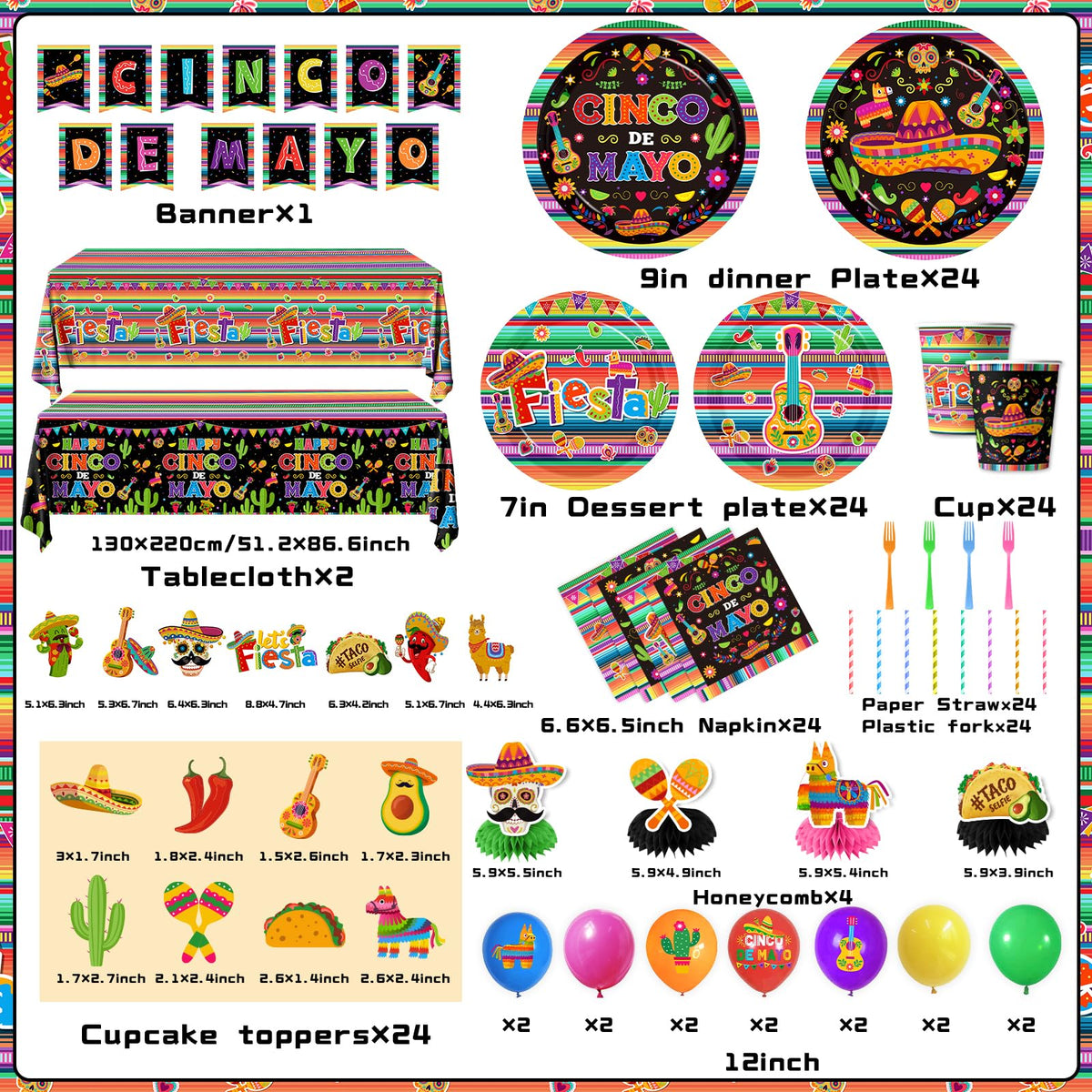 YTGUVBK Cinco de Mayo napkins coordinate with plates for cohesion.
