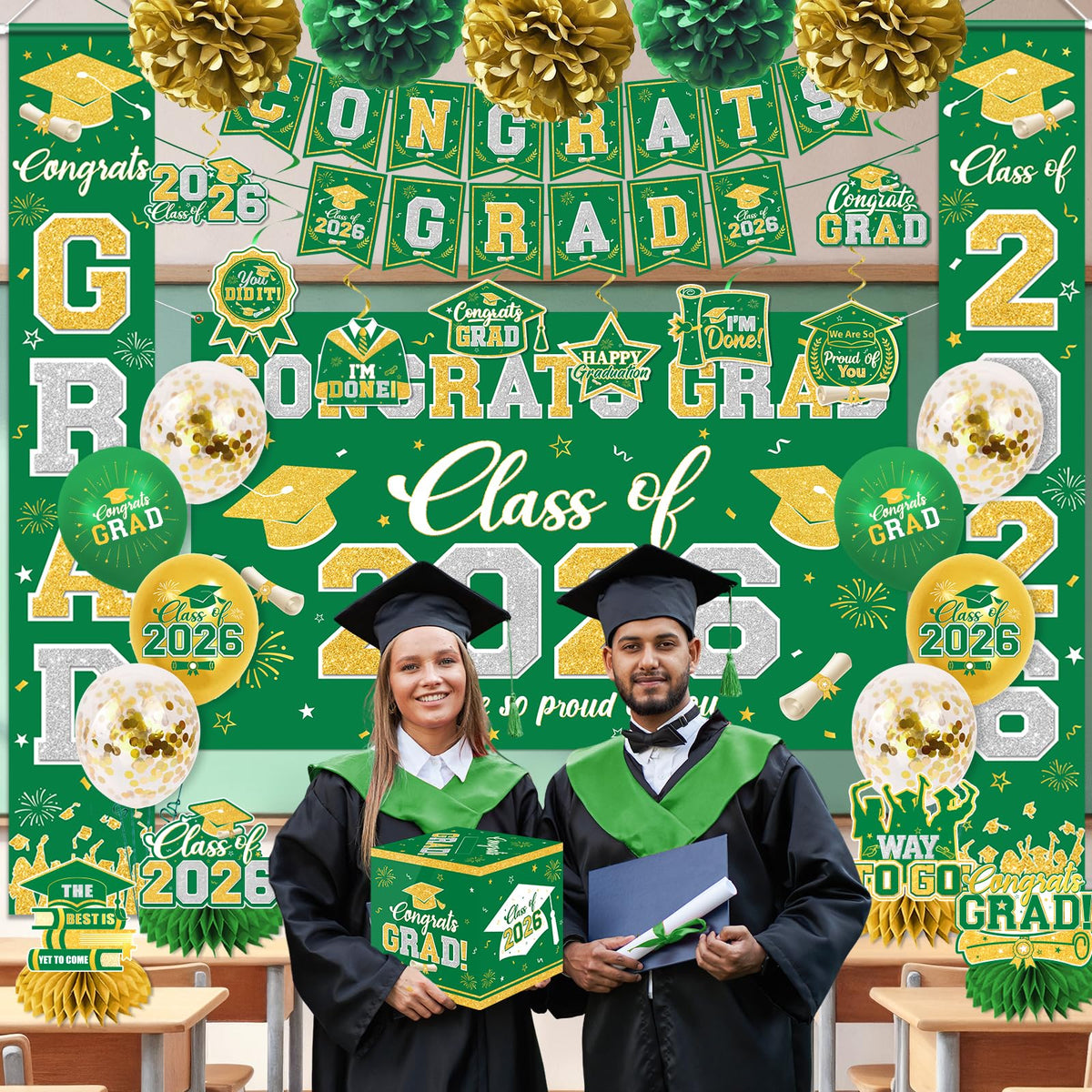 YTGUVBK graduation backdrop, wrinkle-resistant vinyl for a polished party focal point.