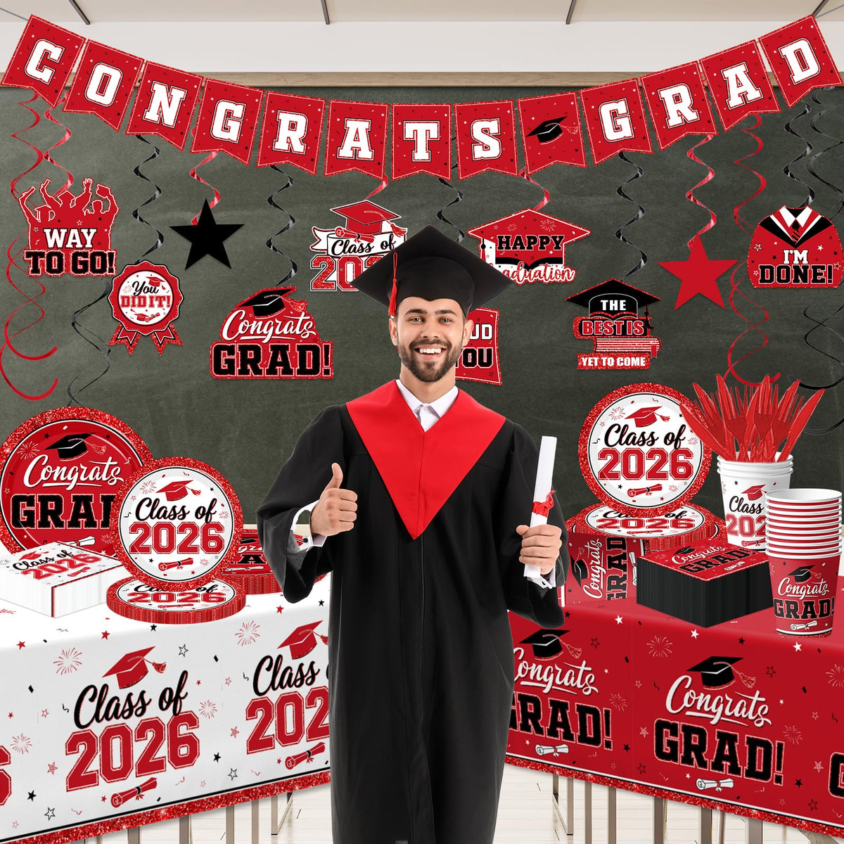 YTGUVBK class-of-2026-banner bright flag for festive photo moments.