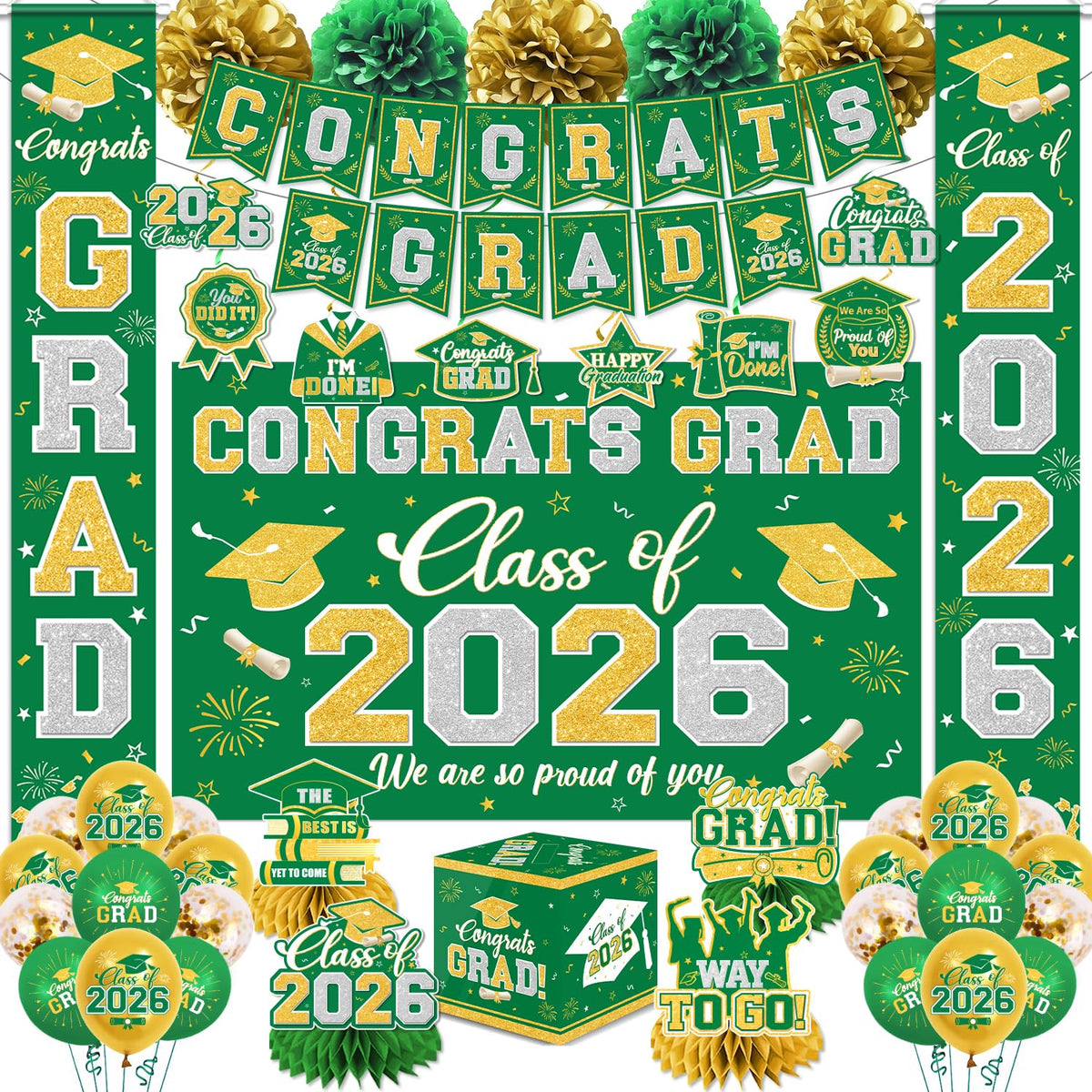 YTGUVBK congrats grad 2026 banner, ideal photo backdrop for class of 2026 celebrations.