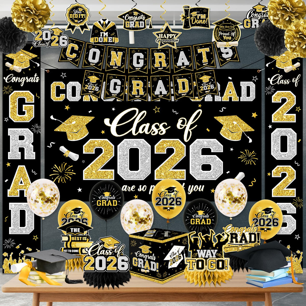 YTGUVBK porch sign banner congrats grad 2026 welcoming guests.