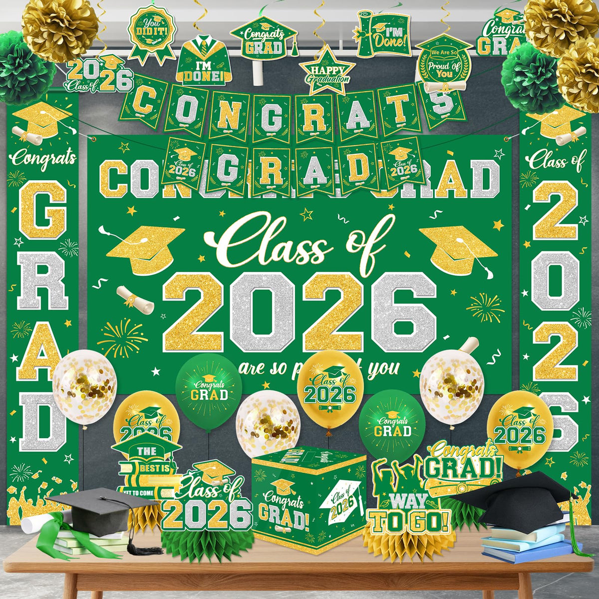 YTGUVBK congrats grad porch sign banner, easy outdoor or indoor display.