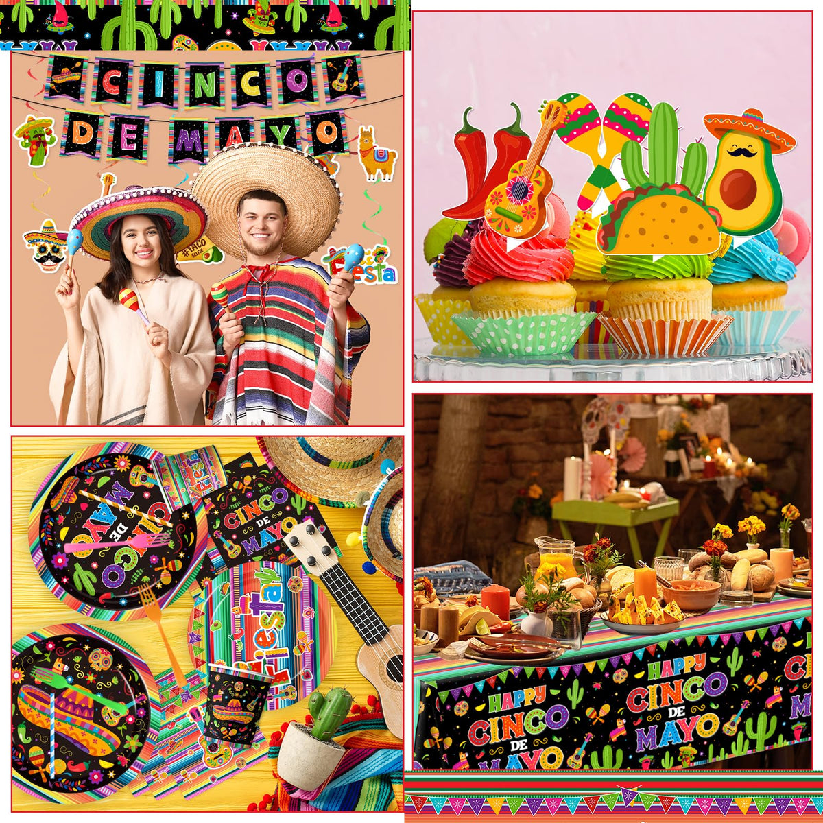 YTGUVBK Fiesta plates offer quick serving with a colorful Mexican design.