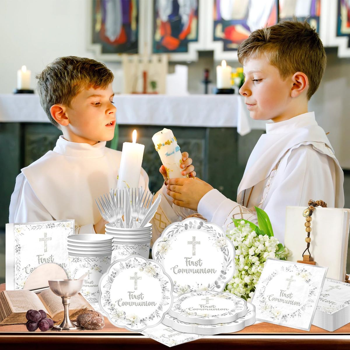 YTGUVBK first communion dessert plates add shine and variety to the dessert course
