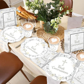 YTGUVBK first communion napkins with gold motif for graceful guest reception