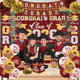 YTGUVBK graduation balloons maroon gold versatile for indoor and outdoor use