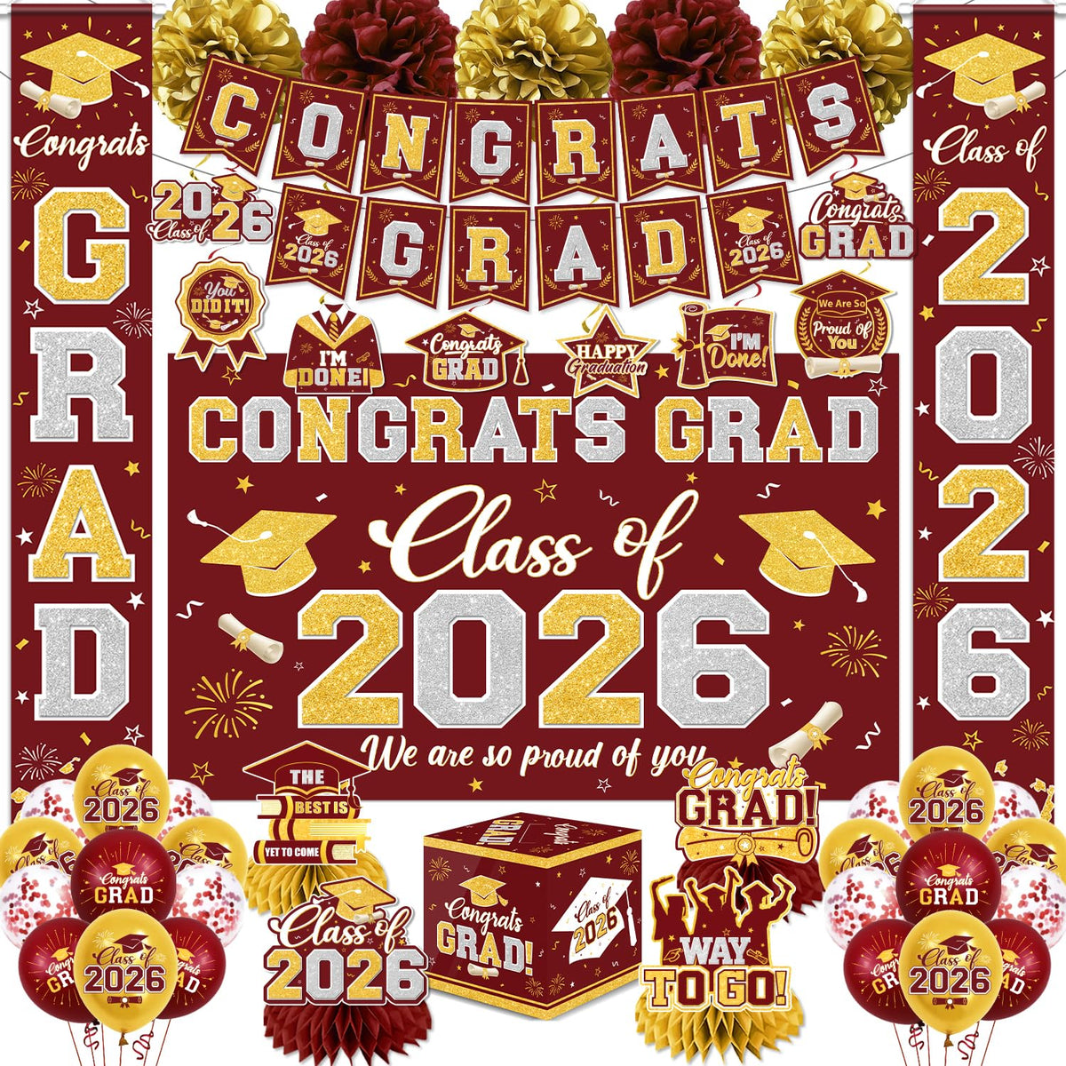 YTGUVBK graduation banner Congrats Grad 2026 brightens photo moments
