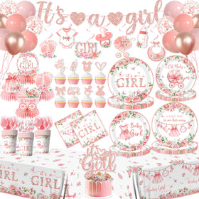 YTGUVBK Its a Girl banner decorates the baby shower space for a festive reveal.