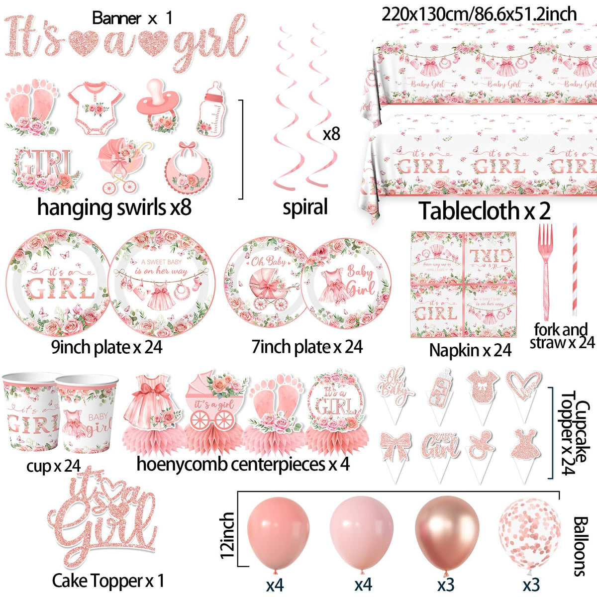 YTGUVBK Pink balloons complete the baby shower ambiance.
