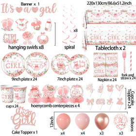 YTGUVBK Pink balloons complete the baby shower ambiance.