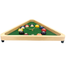 Yuanhe billiards pool ball clock side view highlights solid wood frame and clean silhouette.
