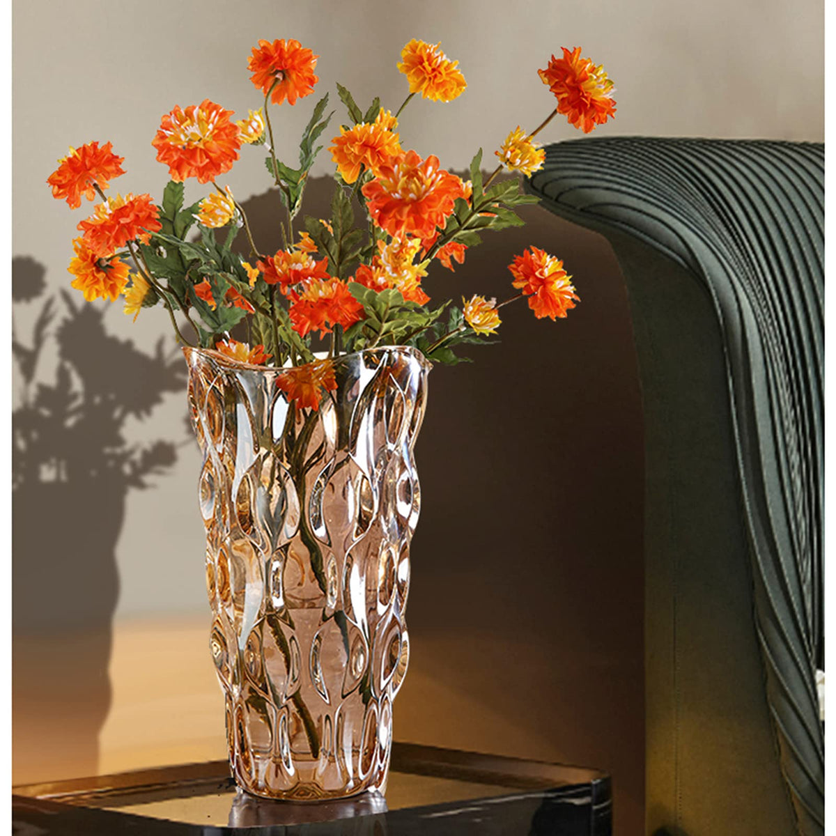 Yuccasly amber vase diameter perspective showcases sturdy, bold silhouette