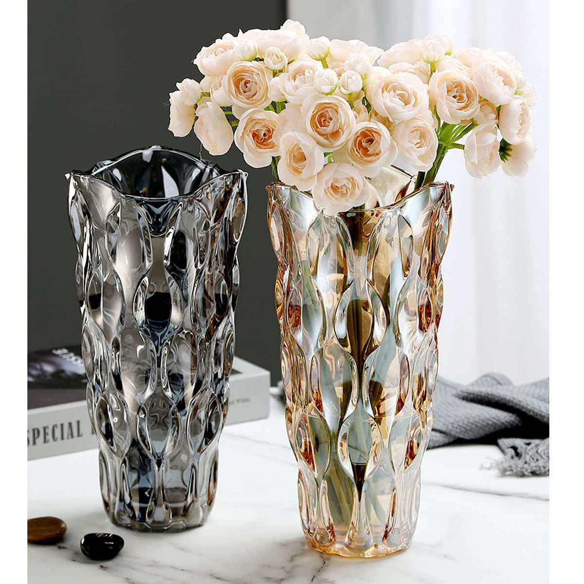 Yuccasly amber vase packaging view demonstrates easy, damage-free delivery