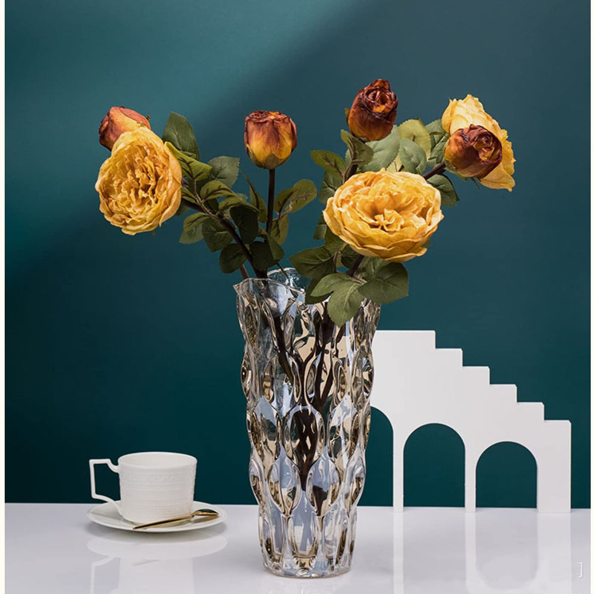 Yuccasly amber vase textured surface adds visual interest from every angle