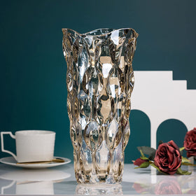 Yuccasly amber glass vase top detail highlights craftsmanship and a smooth finish