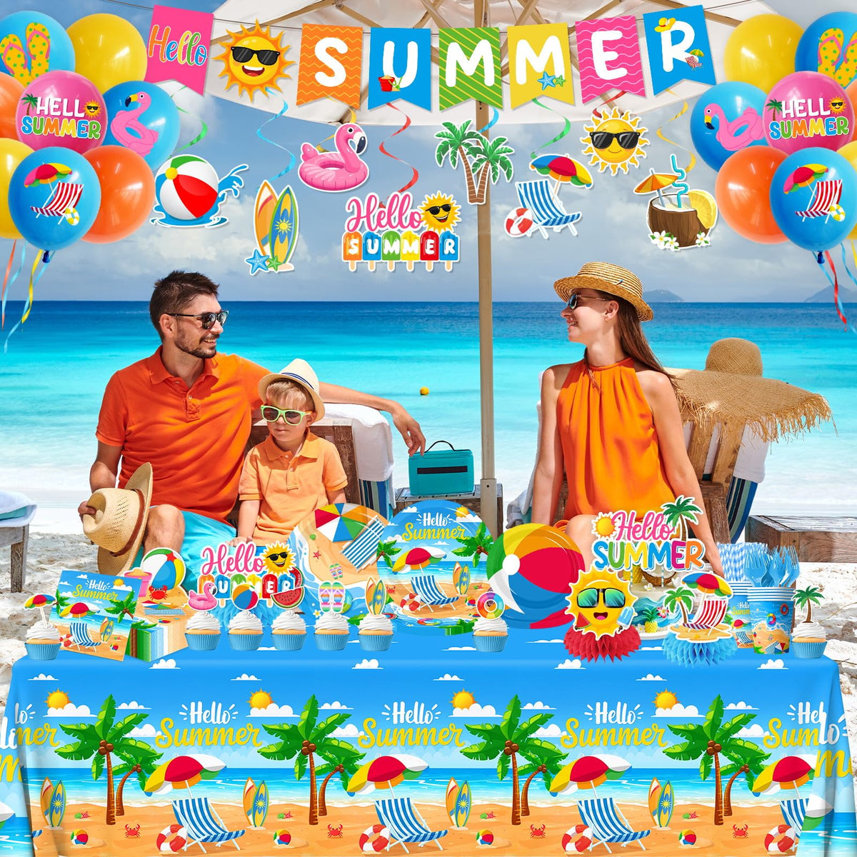 YUCPOJU balloons Hawaiian set enhances pool celebrations with durable latex.
