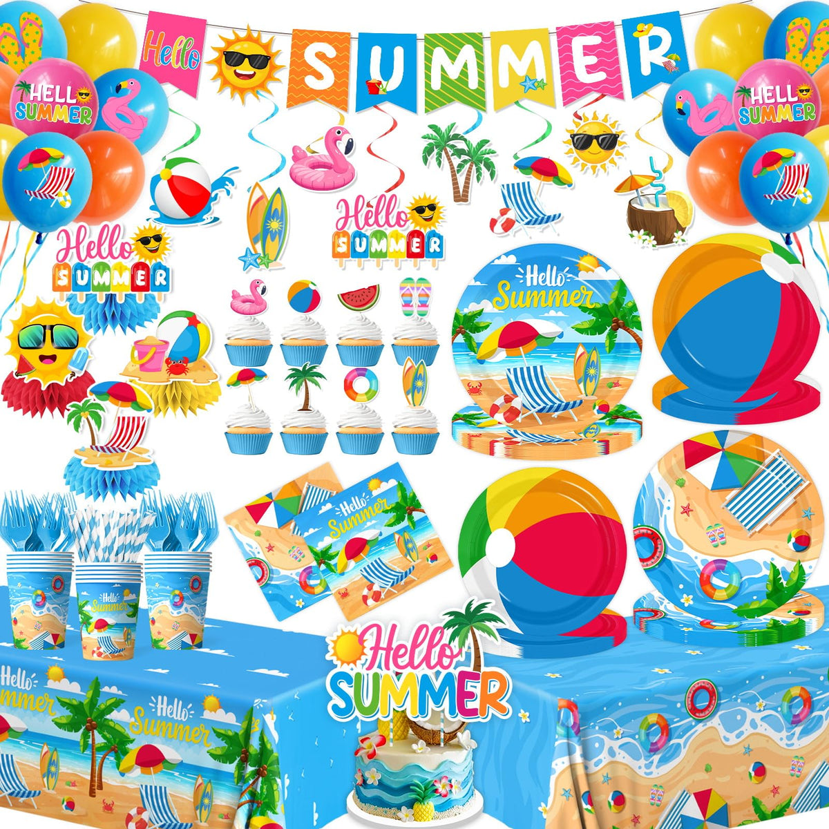 YUCPOJU Hello Summer banner decor for sunlit beach party photo moments.