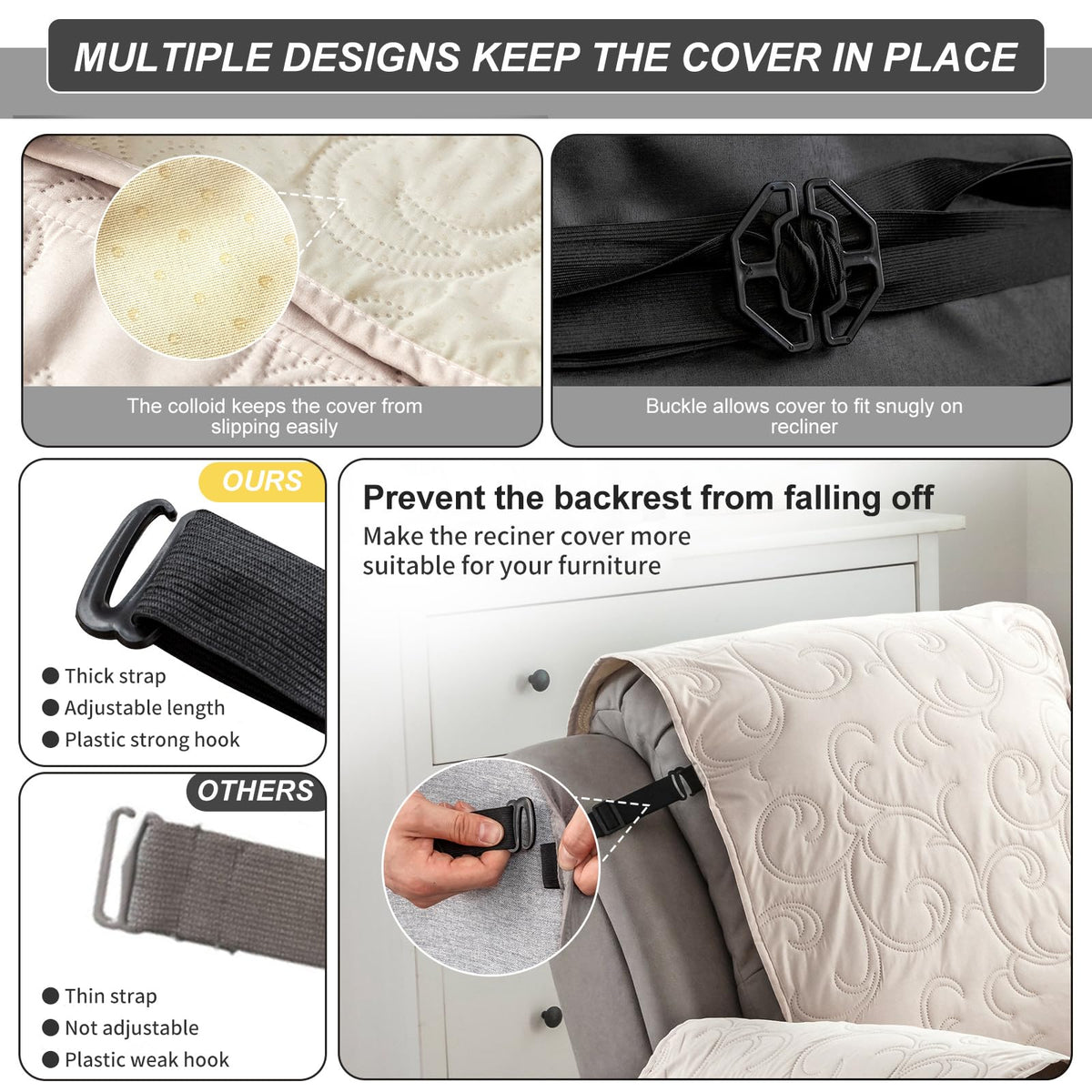 YUEANG recliner cover beige look adds clean modern touch to living space