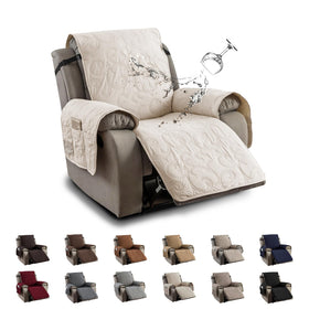 YUEANG recliner cover waterproof beige close-up showing premium fabric protection