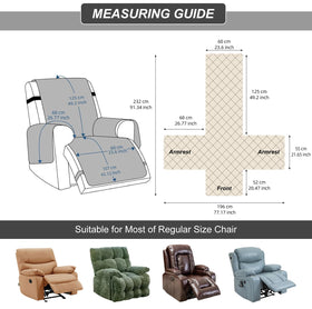YUEANG recliner cover waterproof beige with dimension guide for proper sizing
