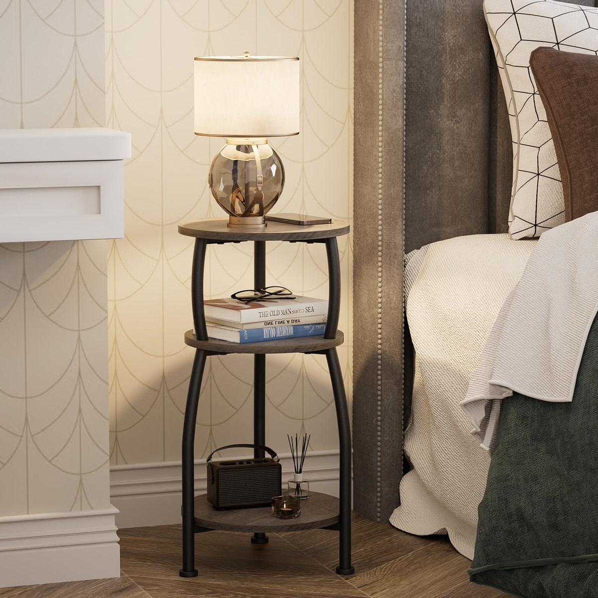 Yuede compact sofa side table fits tight corners for easier living room organization.