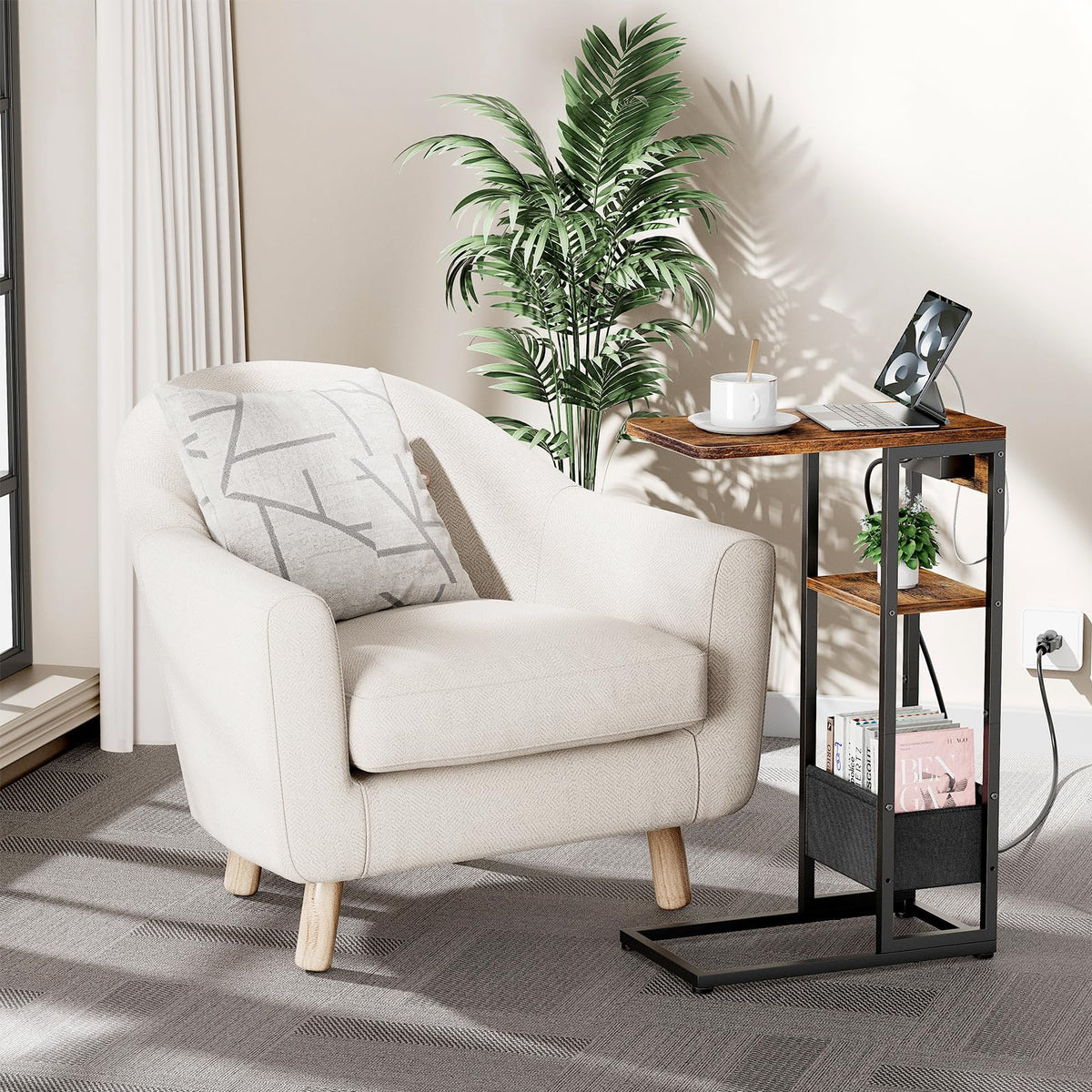 Yuede small space end table fits beside couch or bed