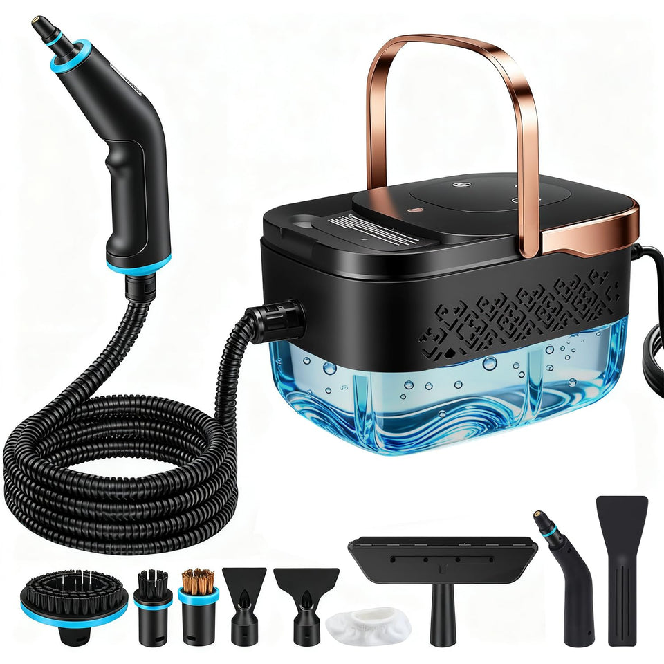 Yueidung steam cleaner front view showing 2500W power for deep cleaning
