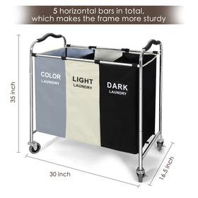 YUELAN three-section sorter separates dark, color, and light fabrics