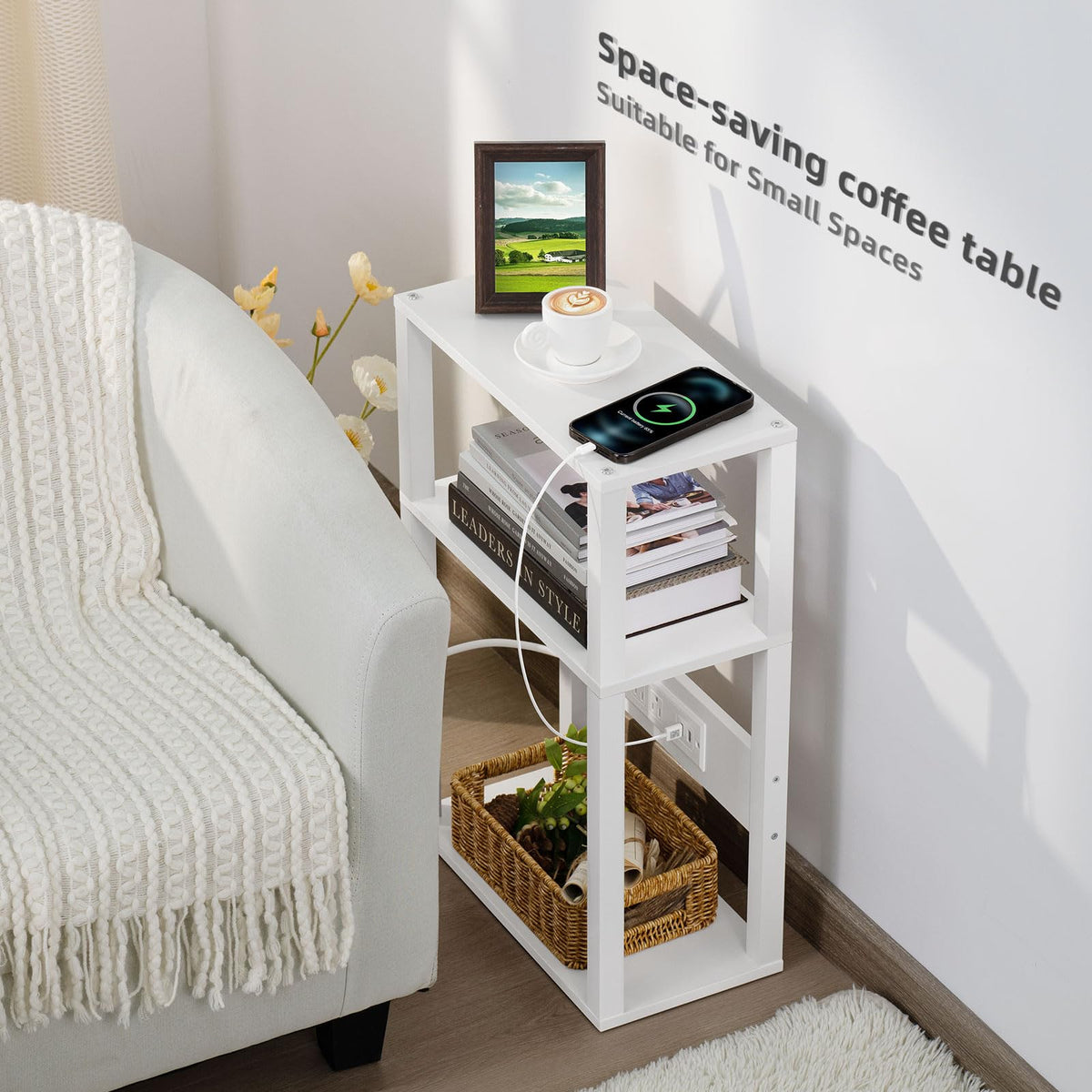 YUFAM three-tier design showing middle shelf storage