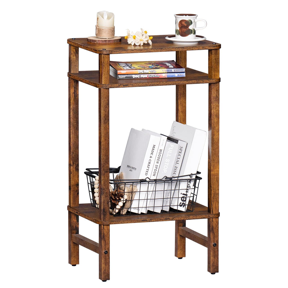 YUFAM side table tall end table showcasing sturdy 3-tier storage for living rooms