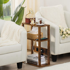 YUFAM slim nightstand fits tight corners beside bed or sofa.