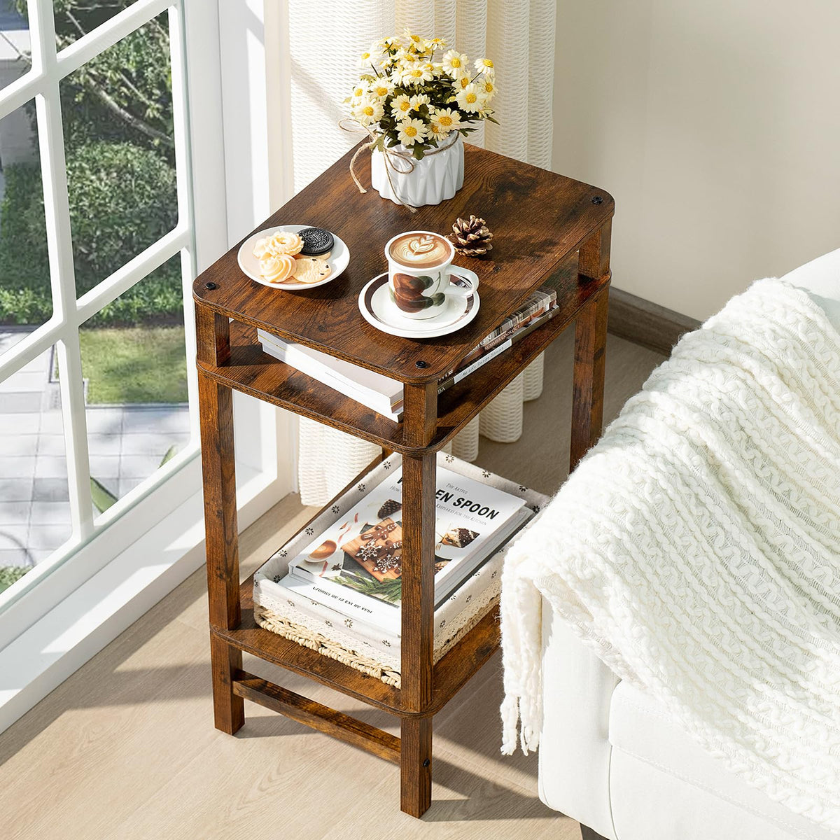 YUFAM tall nightstand at 27.75 inches height keeps essentials within reach