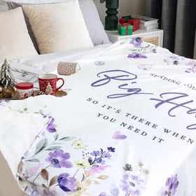 Yufobel breast cancer support gift blanket features a delicate purple floral pattern.