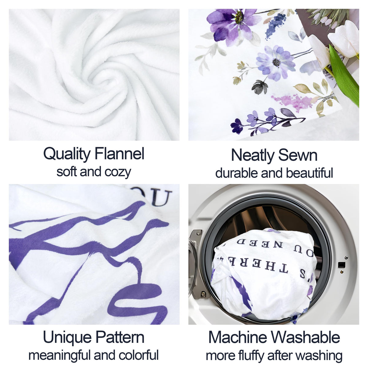 Yufobel decorative blanket purple floral design complements any room.