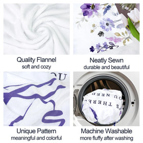Yufobel decorative blanket purple floral design complements any room.