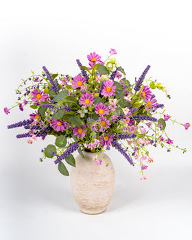 YUGALI artificial daisies and lavender bouquet showcases lifelike petals for year-round décor.