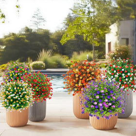 Spring-inspired entrance accent by YUGYUM topiary featuring purple blooms.