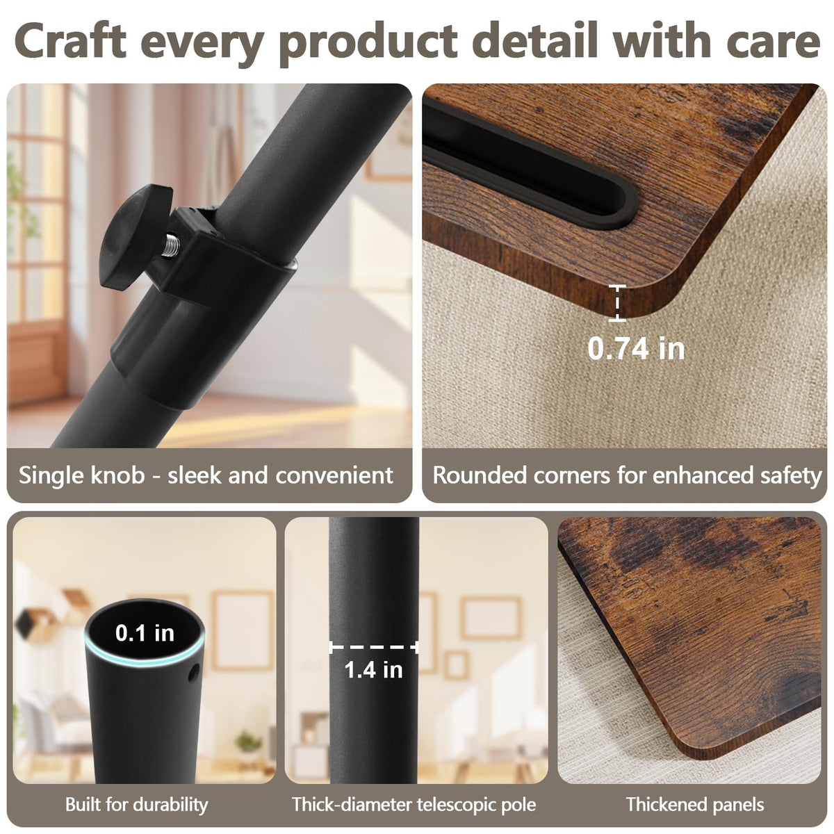 YUHFERA armrest table with built-in phone slot for quick access.
