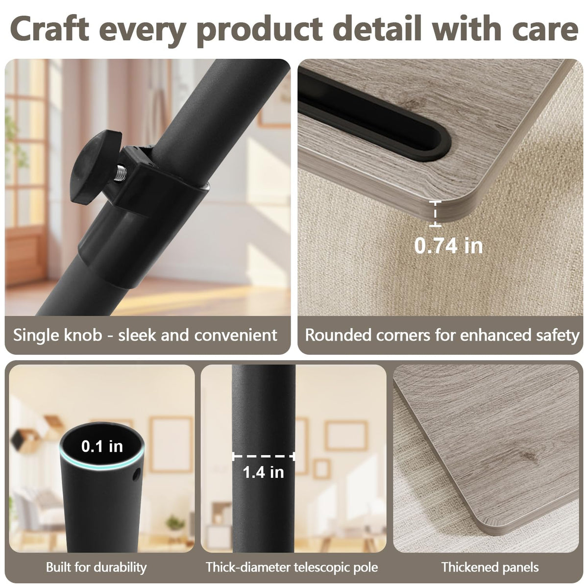 YUHFERA C-shaped side table fits beside bed or couch for easy reach