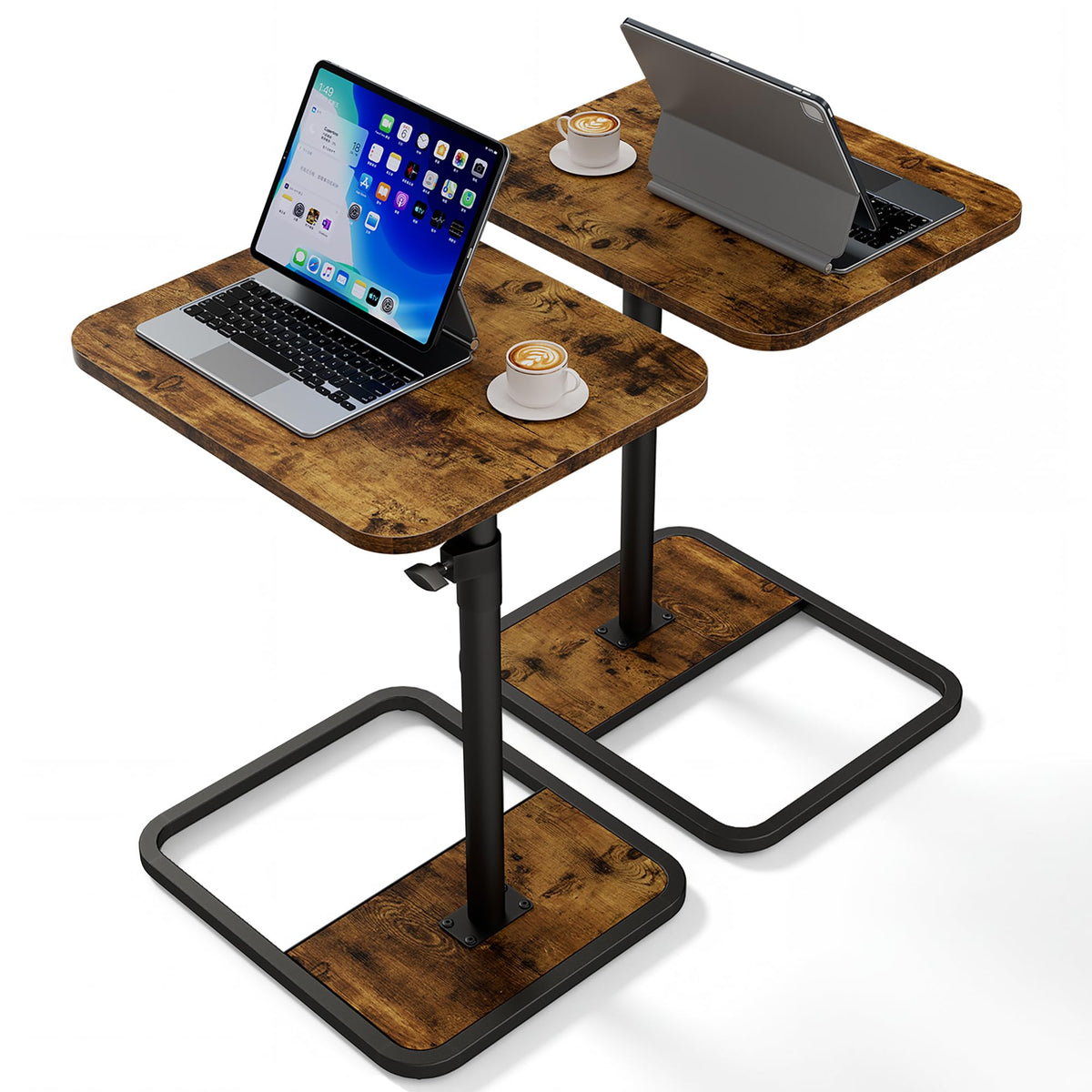YUHFERA large TV tray set two under the sofa for easy couch-side meals.