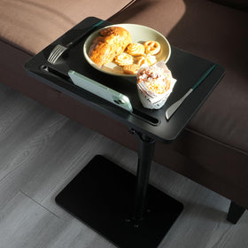 YUHFERA multipurpose snack table keeps drinks, snacks, and devices within reach