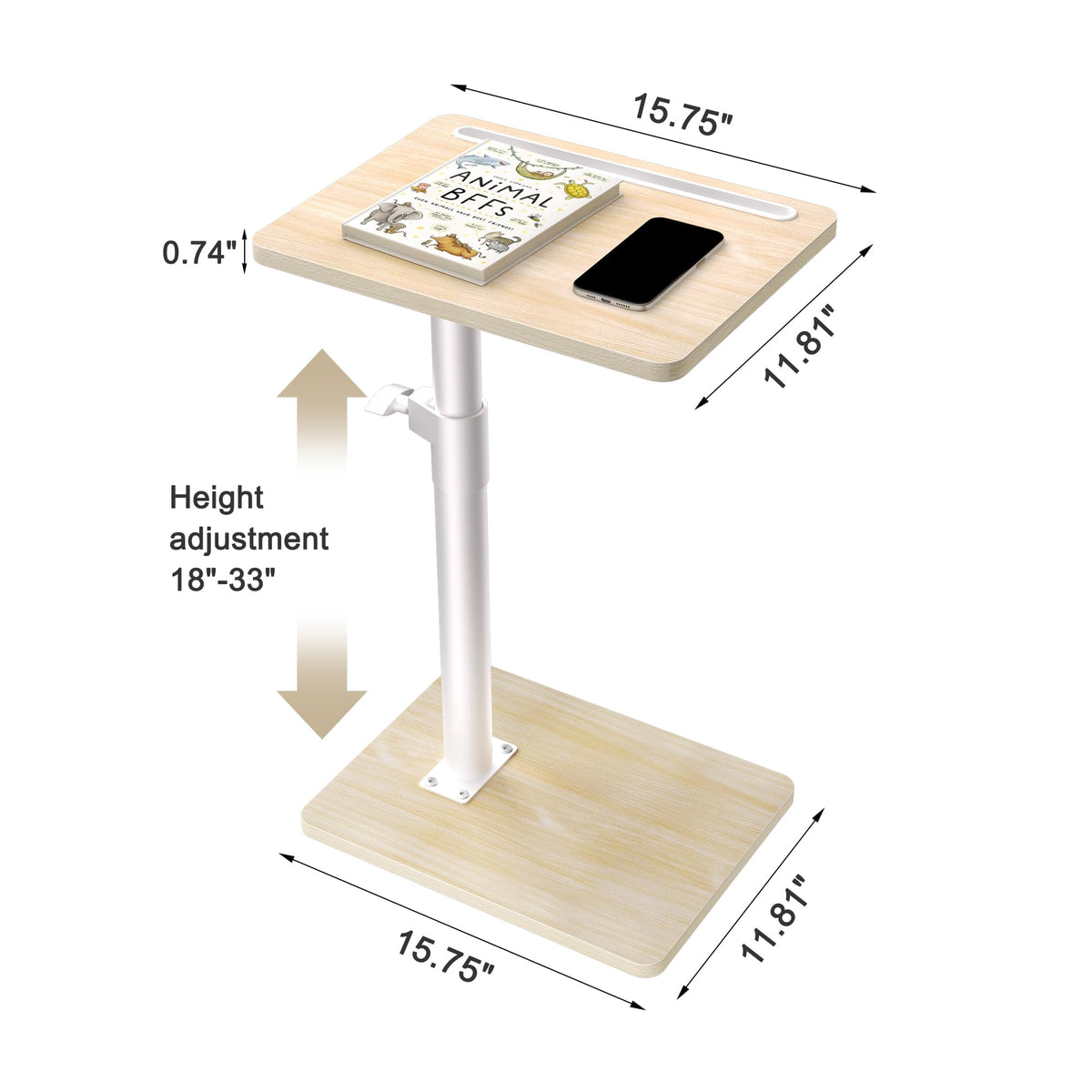 YUHFERA tray table features 360° swivel for easy reach and convenient turning from a chair.