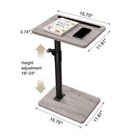 YUHFERA height-adjustable tray table from 18 to 33 inches on the sofa