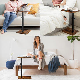 YUHFERA couch armrest table with tablet slot for hands-free viewing.