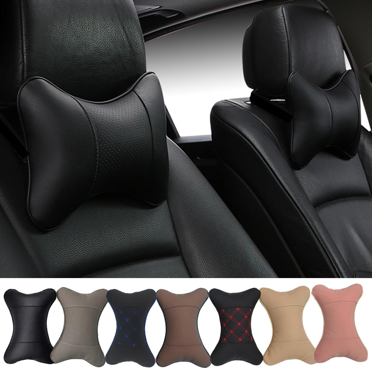 Yuhuru car neck pillow front view provides comfortable neck support for drives