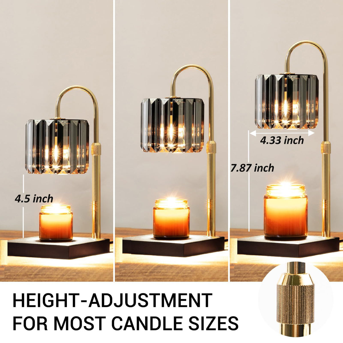 Yuichoy Candle Warmer Lamp adjustable height fits jars of various sizes