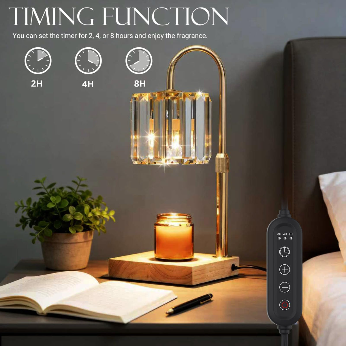 Yuichoy candle warmer lamp with adjustable height for different candle sizes